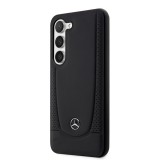 Galaxy S23 Case Hülle - Mercedes Echtleder Design Autositz mit Perforation und Metall-Logo - Schwarz