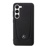 Galaxy S23 Case Hülle - Mercedes Echtleder Design Autositz mit Perforation und Metall-Logo - Schwarz