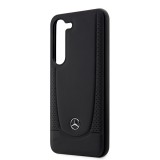 Galaxy S23 Case Hülle - Mercedes Echtleder Design Autositz mit Perforation und Metall-Logo - Schwarz