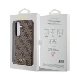 Samsung Galaxy A55 5G Case Hülle - Guess Leinwand Kunstleder Monogramm goldenen Metall-Logo mit Charm Anhänger - Braun