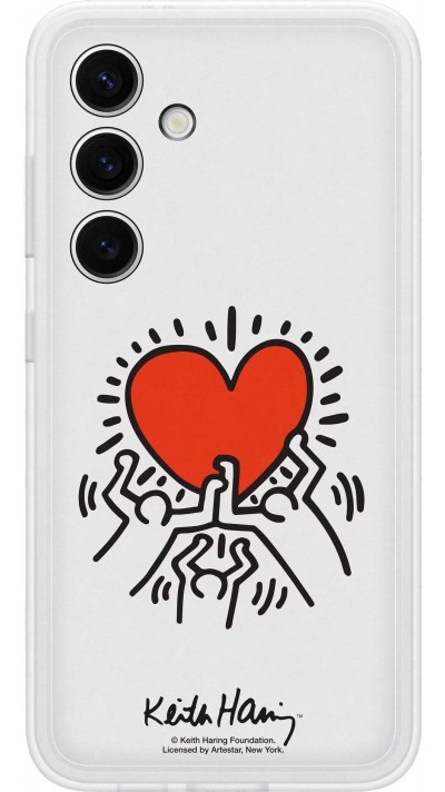 Samsung Galaxy S24+ Case Hülle - Samsung Keith Haring Abbildung Herz und Rand Silikon weiss - Weiss