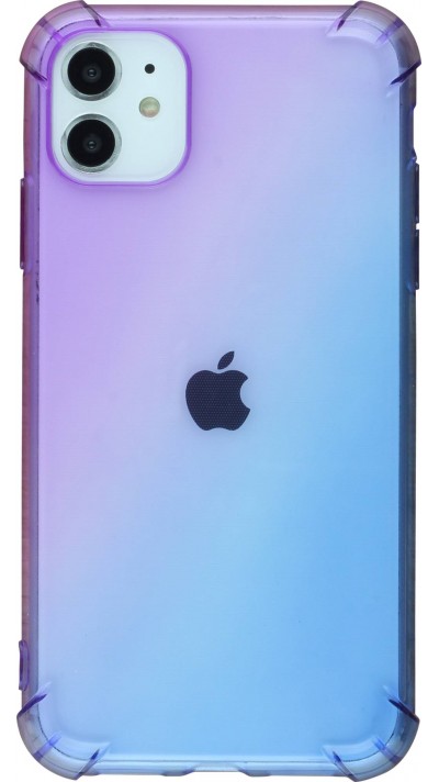 Hülle iPhone 12 / 12 Pro - Gummi Bumper Rainbow mit extra Schutz für Ecken Antischock - violett blau