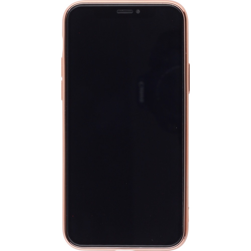 Hülle iPhone X / Xs - Gummi Bronze mit Ring - Dunkelgrün