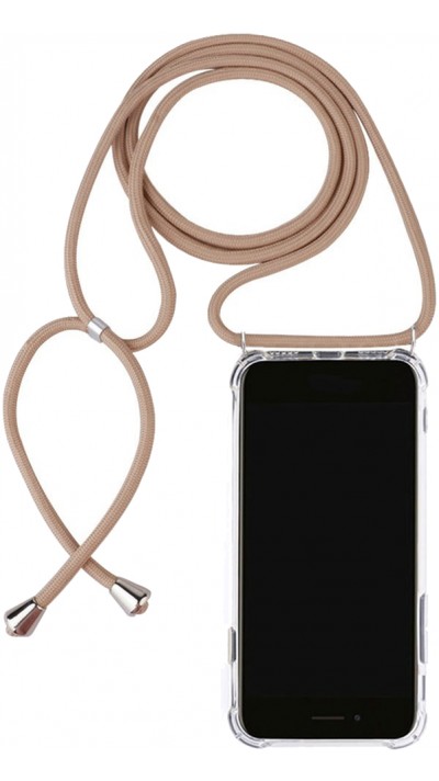 Hülle iPhone 7 / 8 / SE (2020, 2022) - Gummi transparent mit Seil beige