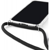 Coque Samsung iPhone 15 Plus - Gel transparent avec lacet - Blanc / noir