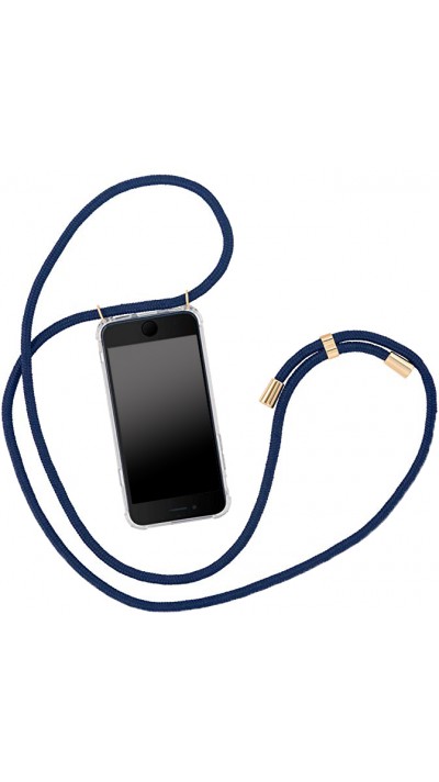 Hülle iPhone 12 / 12 Pro - Gummi transparent mit Seil blau