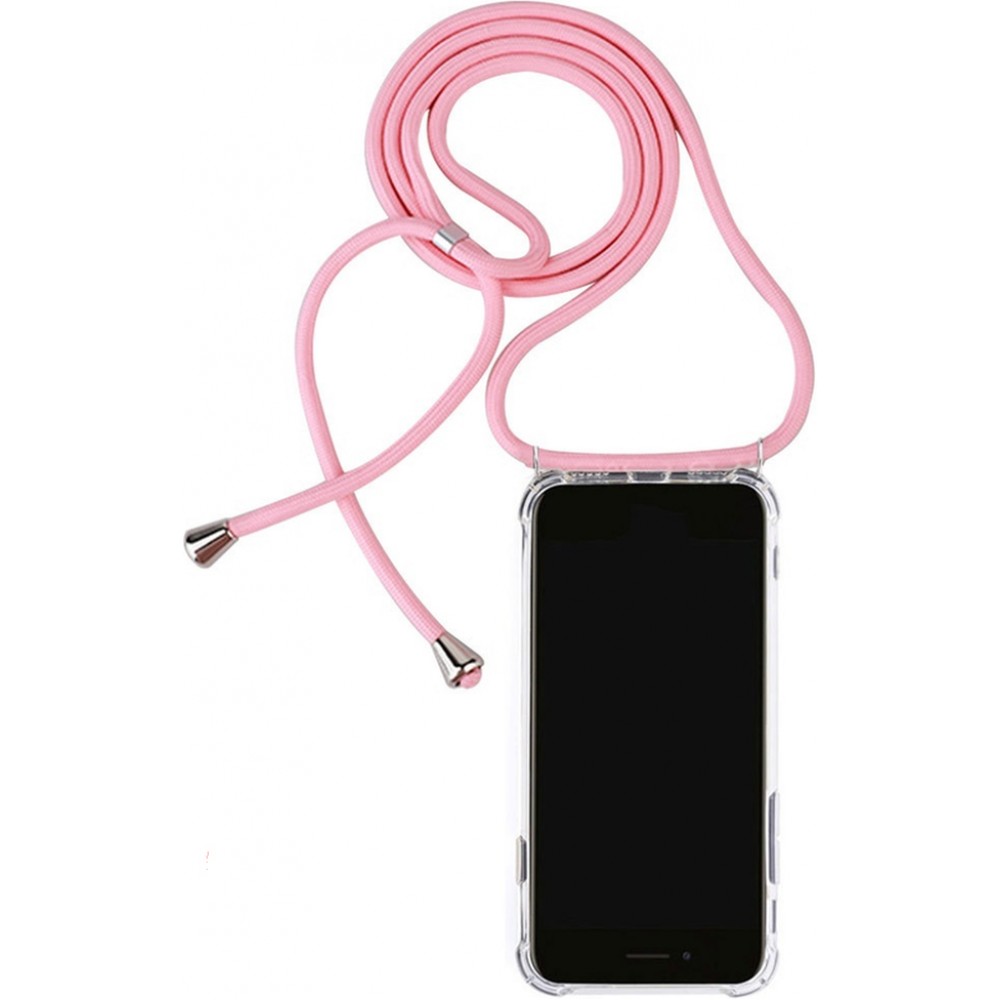 Hülle iPhone 16 Pro Max - Gummi transparent mit Seil - Rosa