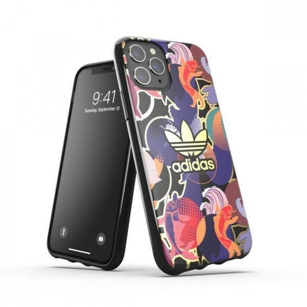 iPhone 11 Pro Case Hülle - Adidas starres Gel japanisch inspiriertes Design mit goldenem Logo - Multicolor