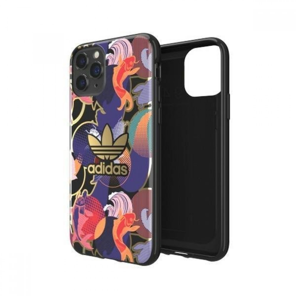 Coque iPhone 12 Pro Max - Adidas gel rigide design inspiration japonaise avec logo doré - Multicolore