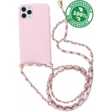 Hülle iPhone 12 Pro Max - Bio Eco-Friendly Vegan mit Handykette Necklace - Rosa