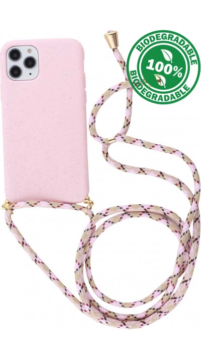 Hülle iPhone 11 Pro - Bio Eco-Friendly Vegan mit Handykette Necklace - Rosa