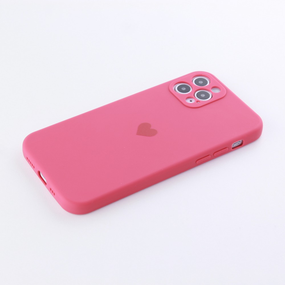 Hülle iPhone 11 Pro Max - Silikon Mat Herz - Rosa