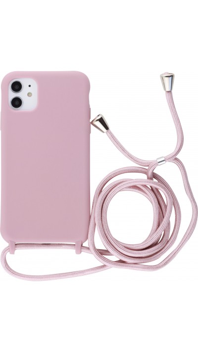 Hülle iPhone 7 / 8 / SE (2020, 2022) - Silikon Matte mit Seil blass- Rosa