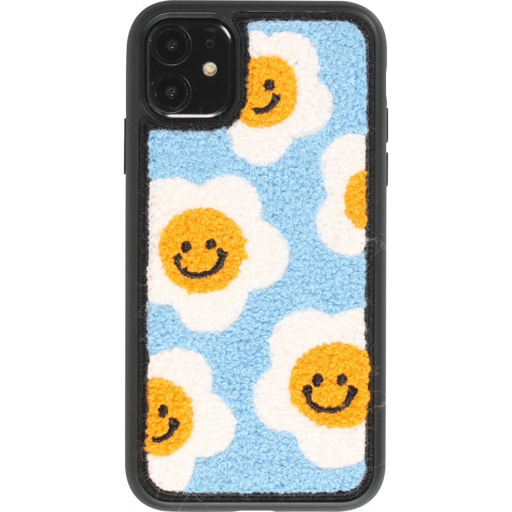 iPhone 11 Case Hülle - Hart Silikon tufting lachender Blumen-Teppich