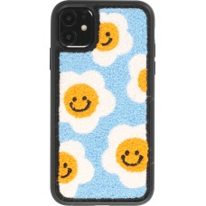 iPhone 11 Case Hülle - Hart Silikon tufting lachender Blumen-Teppich