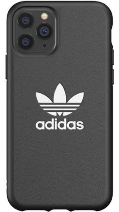 iPhone 12 Pro Max Case Hülle - Adidas Kunstleder mit geprägtem weißem Logo - Schwarz