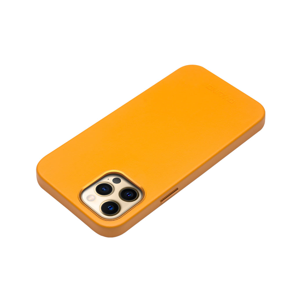 Hülle iPhone 12 Pro Max - Qialino Echtleder (MagSafe kompatibel) - Orange