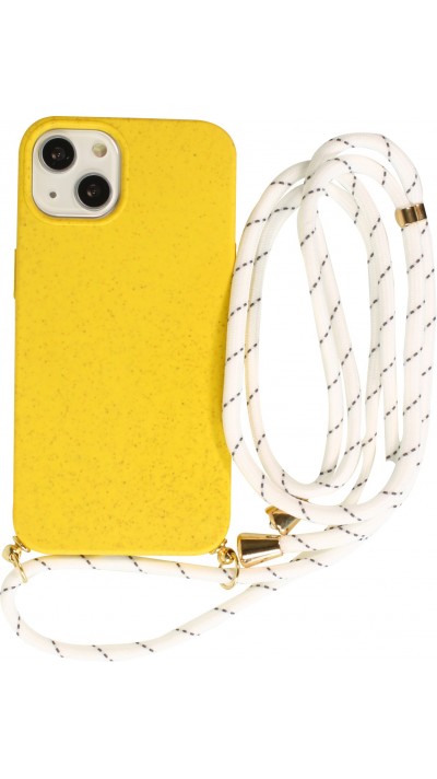 iPhone 15 Case Hülle - Bio Eco-Friendly Vegan mit Handykette Necklace - Gelb