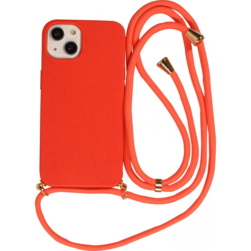 iPhone 15 Plus Case Hülle - Bio Eco-Friendly Vegan mit Handykette Necklace - Rot