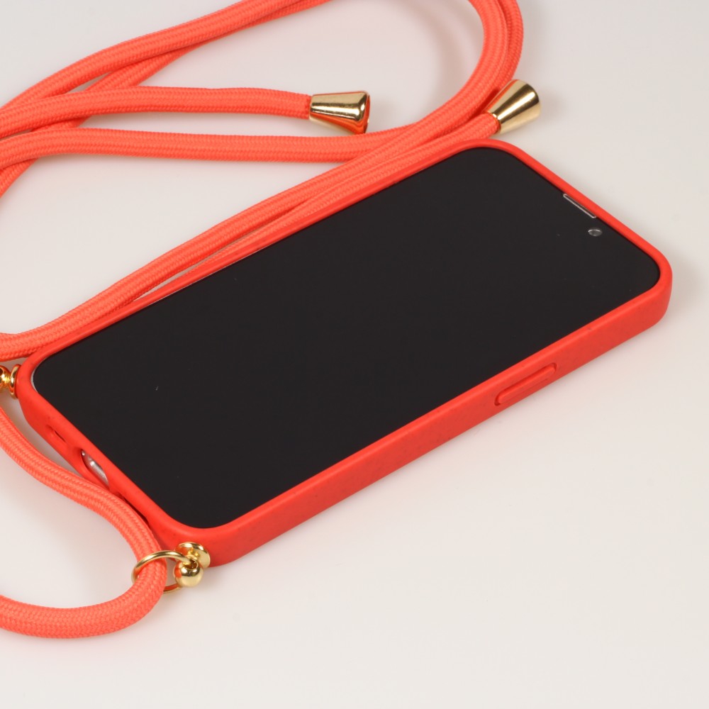 iPhone 15 Plus Case Hülle - Bio Eco-Friendly Vegan mit Handykette Necklace - Rot