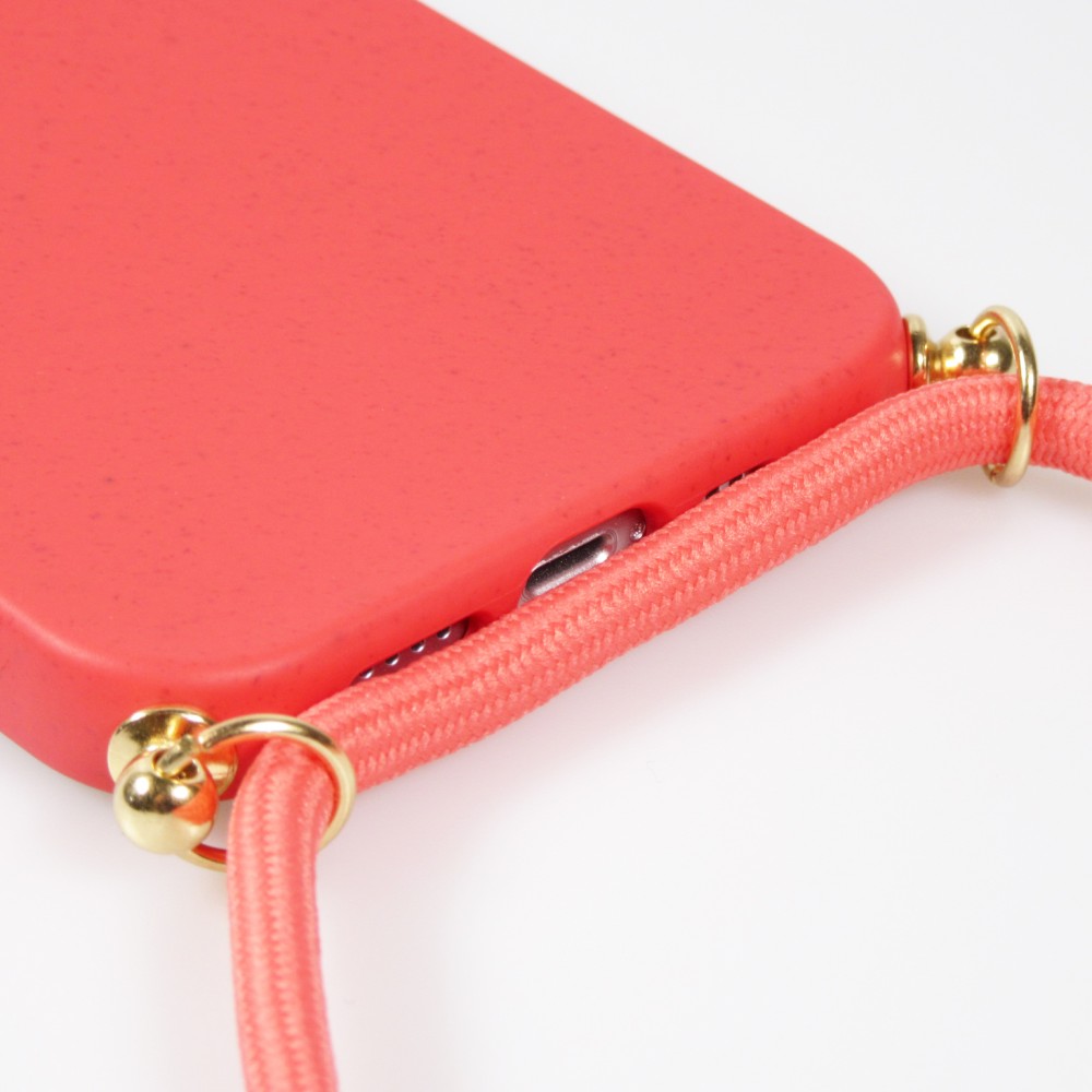 iPhone 15 Plus Case Hülle - Bio Eco-Friendly Vegan mit Handykette Necklace - Rot