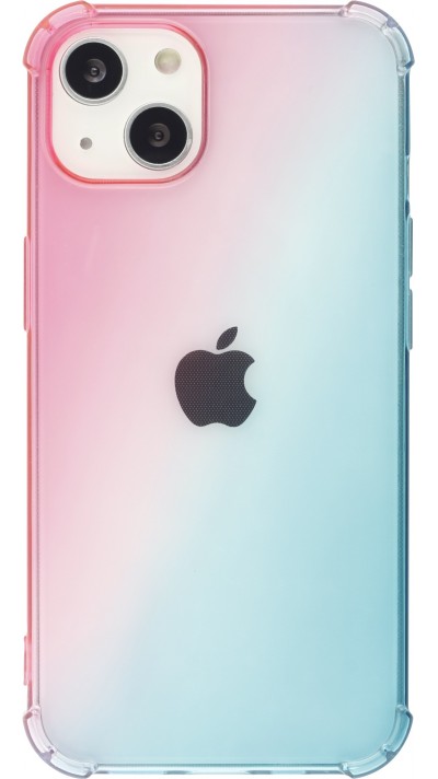 Coque iPhone 15 - Bumper Rainbow Silicone anti-choc avec bords protégés -  rose - Bleu