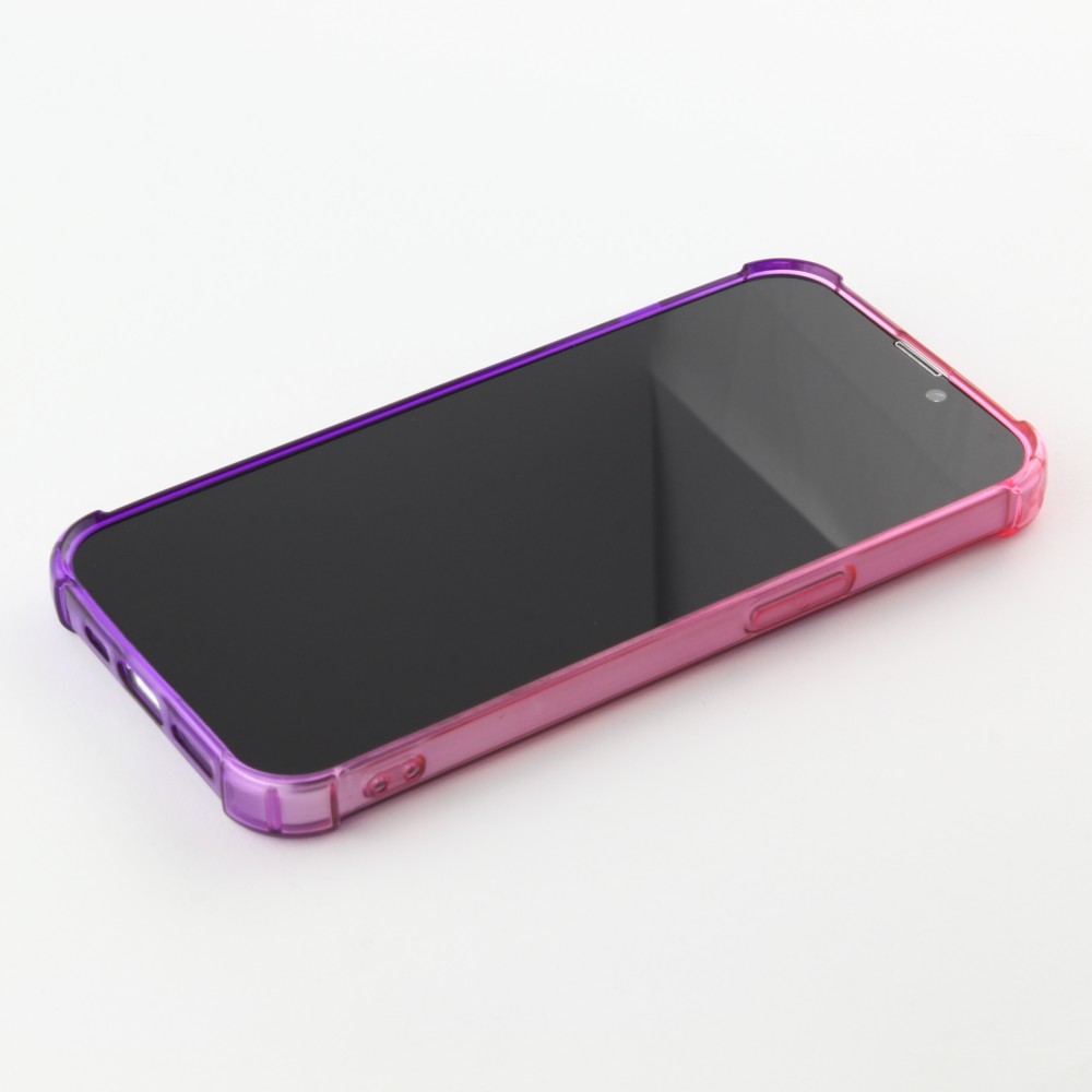 iPhone 15 Plus Case Hülle - Gummi Bumper Rainbow mit extra Schutz für Ecken Antischock - rosa - Violett