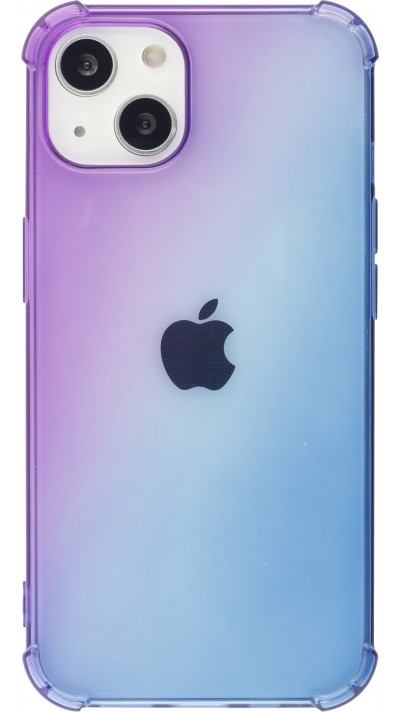 iPhone 15 Case Hülle - Gummi Bumper Rainbow mit extra Schutz für Ecken Antischock - violett blau