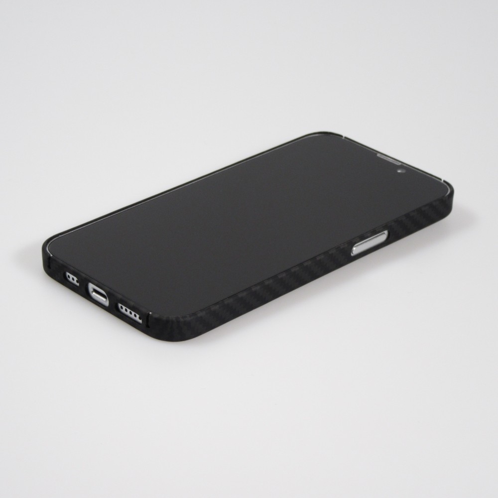 iPhone 14 Plus Case Hülle - Carbomile Schutzcase aus echtem Aramid Carbonfaser - Schwarz
