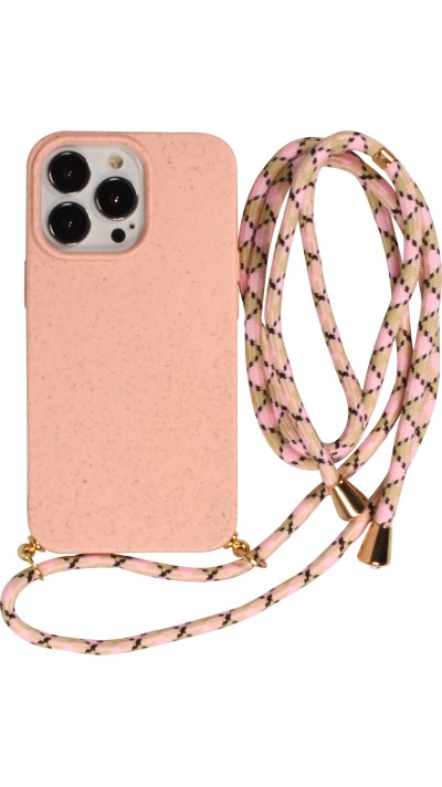 iPhone 13 Pro Case Hülle - Bio Eco-Friendly Vegan mit Handykette Necklace - Rosa
