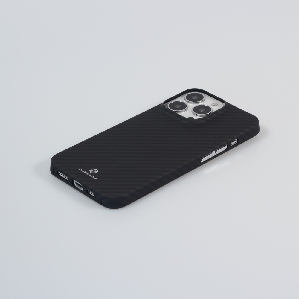 iPhone 14 Pro Max Case Hülle - Carbomile Schutzcase aus echtem Aramid Carbonfaser - Schwarz