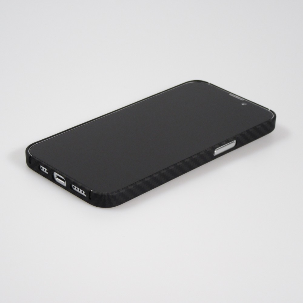 iPhone 15 Pro Case Hülle - Carbomile Schutzcase aus echtem Aramid Carbonfaser - Schwarz