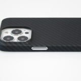 iPhone 15 Pro Case Hülle - Carbomile Schutzcase aus echtem Aramid Carbonfaser - Schwarz