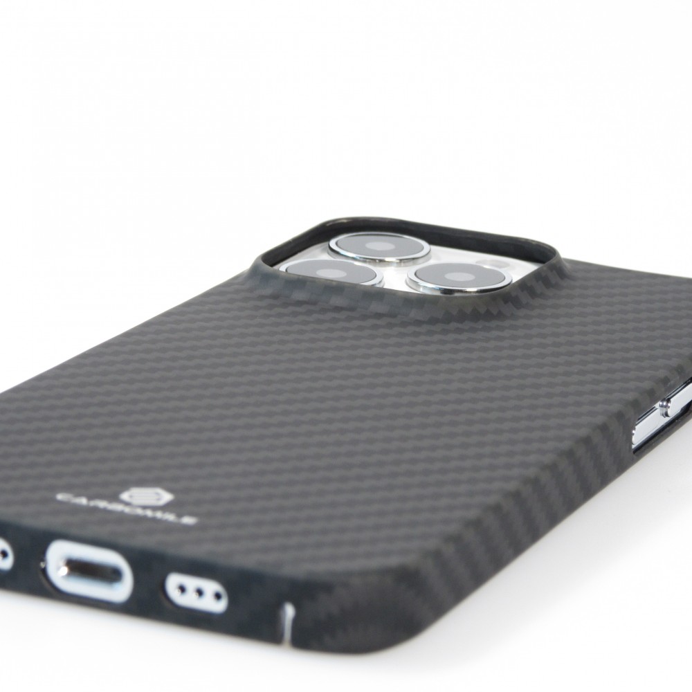 iPhone 15 Pro Case Hülle - Carbomile Schutzcase aus echtem Aramid Carbonfaser - Schwarz