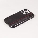 iPhone 15 Pro Max Case Hülle - Carbomile Alcantara und Carbon mit roten Nähten (MagSafe kompatibel)