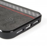 iPhone 15 Pro Max Case Hülle - Carbomile Alcantara und Carbon mit roten Nähten (MagSafe kompatibel)