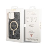 iPhone 14 Pro Max Case Hülle - Guess Monogramm lackiert mit goldenem MagSafe - Grau