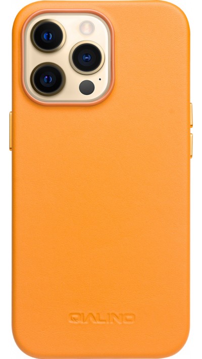 iPhone 14 Pro Max Case Hülle - Qialino Echtleder (MagSafe kompatibel) - Orange