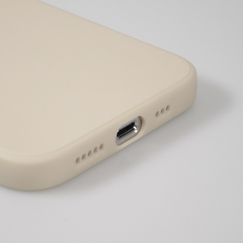 iPhone 14 Pro Case Hülle - Silikon Mat Herz gold - Beige
