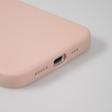 Coque iPhone 15 Pro - Silicone Mat Coeur doré - Rose