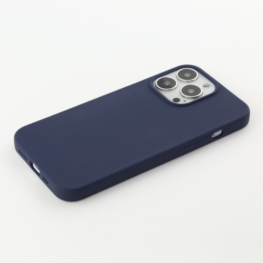 iPhone 15 Pro Case Hülle - Silikon Mat dunkelblau