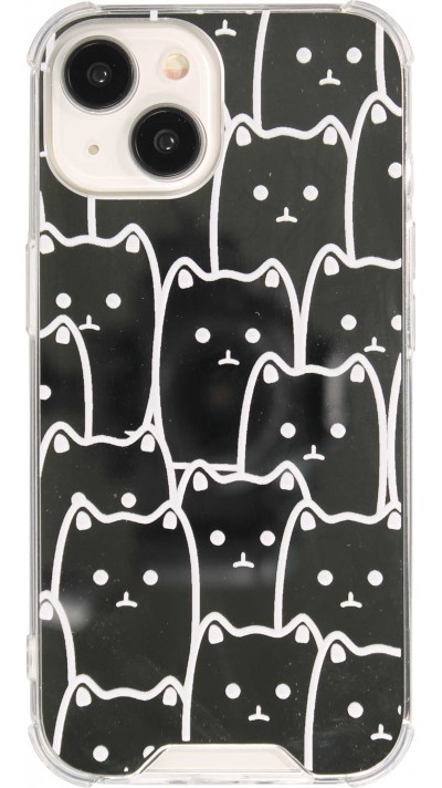 iPhone 15 Case Hülle - Gummi Bumper Katzen Spiegel - Transparent