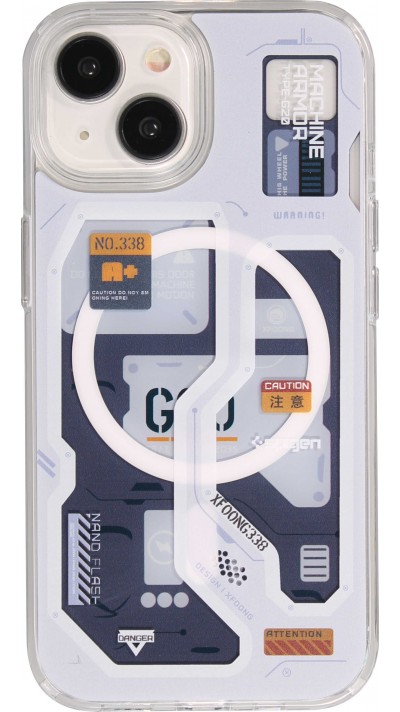 iPhone 14 Case Hülle - Gummi Silikon Machine Armor Type-G20 MagSafe - Hellblau