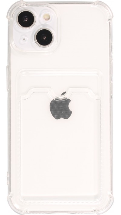 iPhone 14 Case Hülle - Gummi Silikon bumper super flexibel mit Kartenhalter transparent