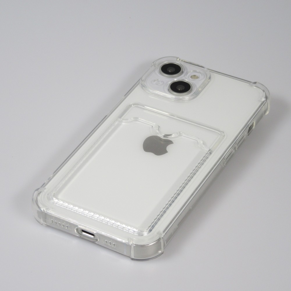 iPhone 14 Plus Case Hülle - Gummi Silikon bumper super flexibel mit Kartenhalter transparent