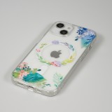 iPhone 15 Case Hülle - Gummi Silikon steif mit MagSafe Frühlings Blumen - Transparent