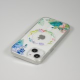 iPhone 15 Case Hülle - Gummi Silikon steif mit MagSafe Frühlings Blumen - Transparent