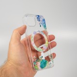 iPhone 15 Case Hülle - Gummi Silikon steif mit MagSafe Frühlings Blumen - Transparent