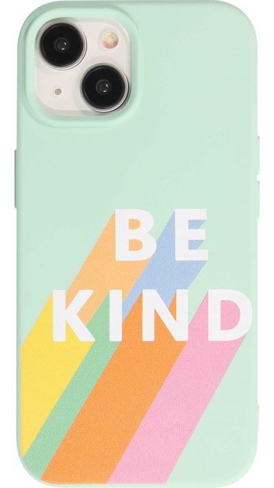 iPhone 15 Case Hülle - Gel Silikon weich - Be Kind - Mintgrün