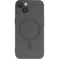 iPhone 15 Plus Case Hülle - Gummi weich mit Kameraschutzglas MagSafe - Schwarz